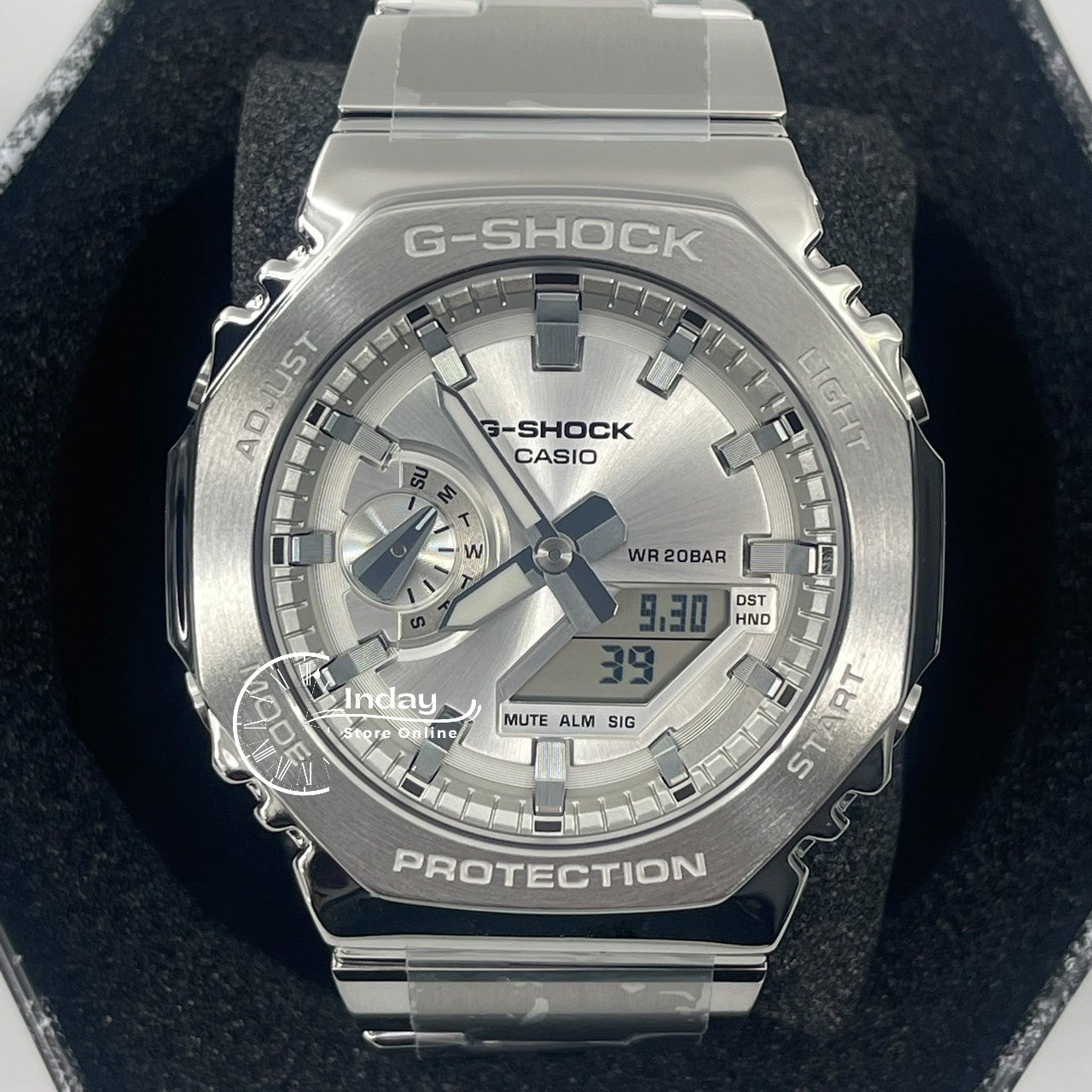 Casio G-Shock G-Steel Men's Watch GM-2110D-7A Stainless Steel Band Shock Resistant Mineral Glass