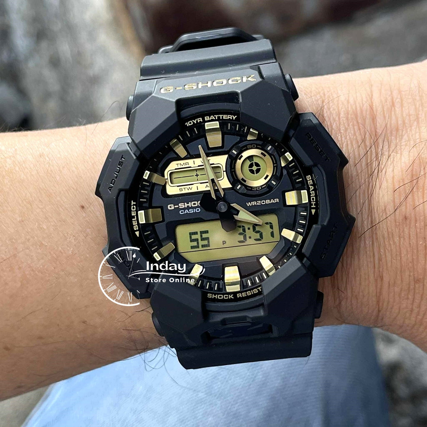 Casio G-Shock Men's Watch GA-010GB-1A9 Mineral Glass Shock Resistant Carbon Core Guard Battery Life: 10 years
