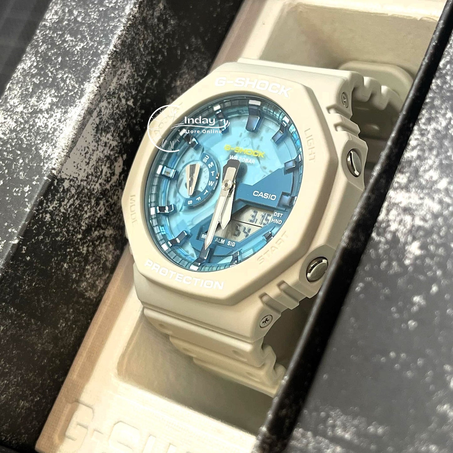Casio G-Shock Men's Watch GA-2100AS-5A Mineral Glass Shock Resistant Carbon Core Guard Structure