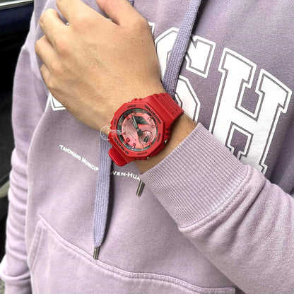 Casio G-Shock Men's Watch GA-2100RRB-4A Mineral Glass Shock Resistant Carbon Core Guard structure