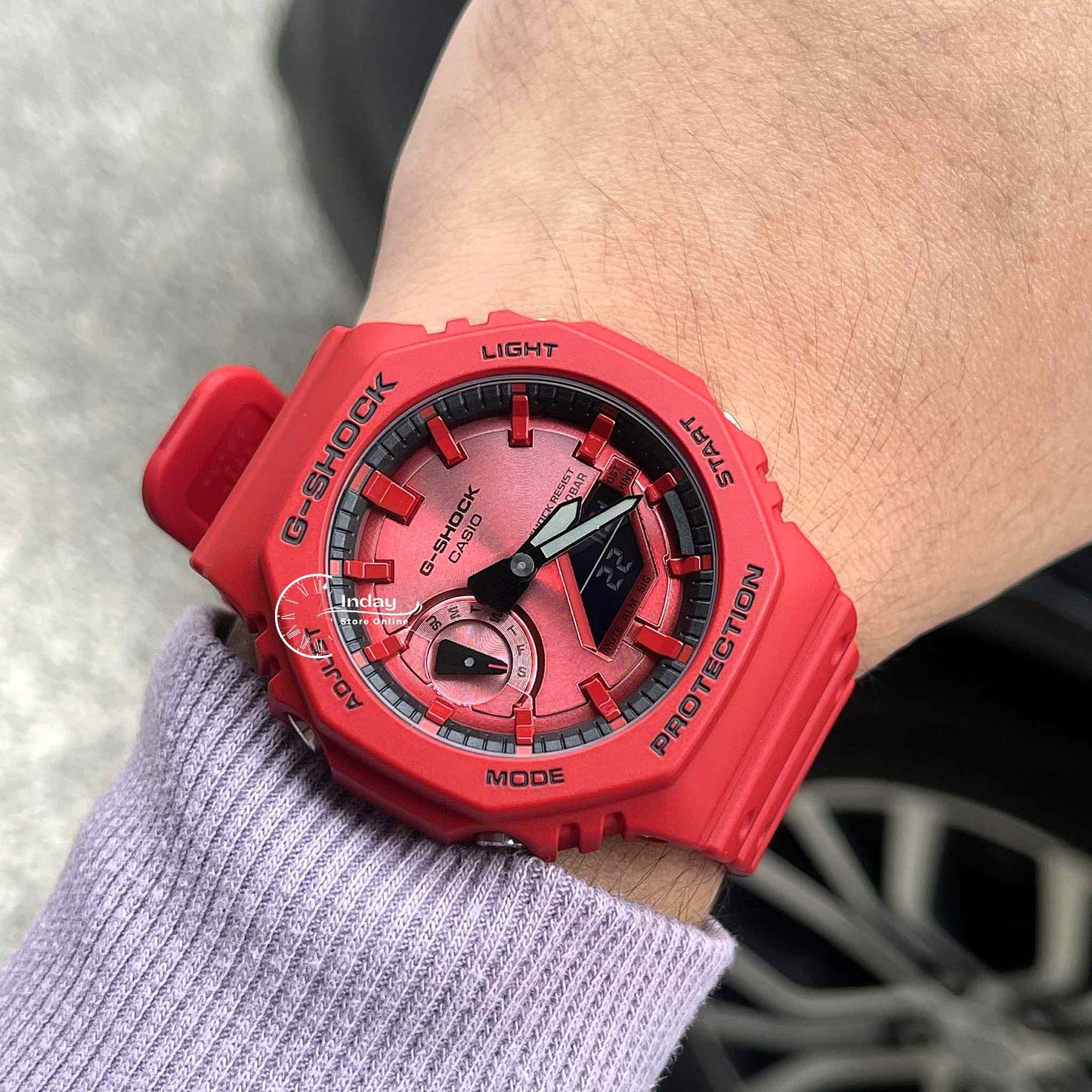 Casio G-Shock Men's Watch GA-2100RRB-4A Mineral Glass Shock Resistant Carbon Core Guard structure