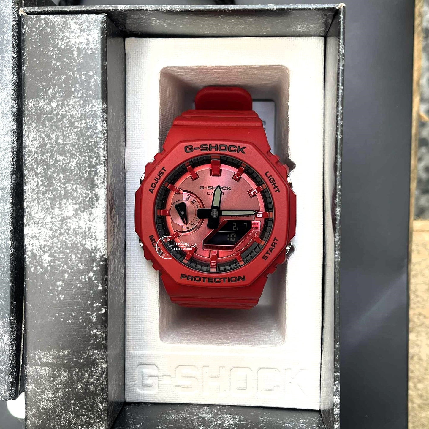 Casio G-Shock Men's Watch GA-2100RRB-4A Mineral Glass Shock Resistant Carbon Core Guard structure