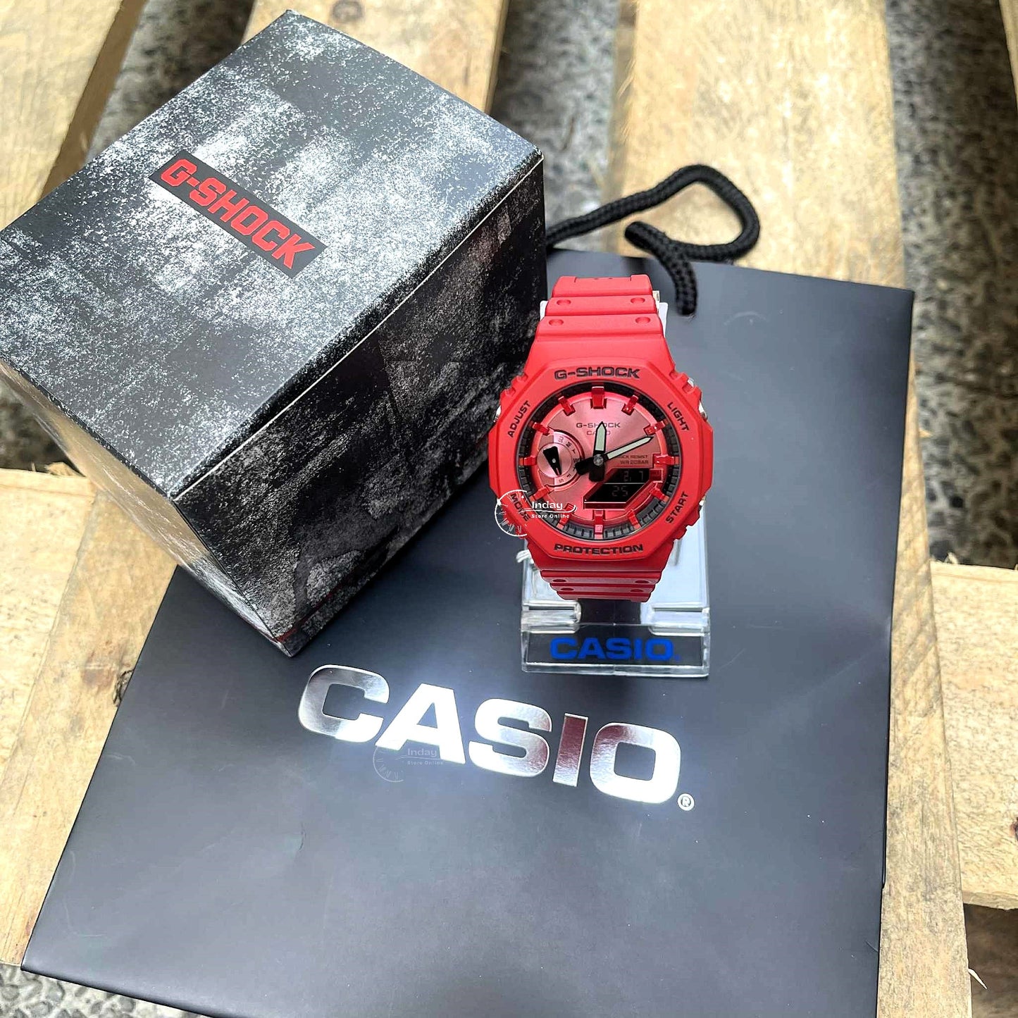 Casio G-Shock Men's Watch GA-2100RRB-4A Mineral Glass Shock Resistant Carbon Core Guard structure