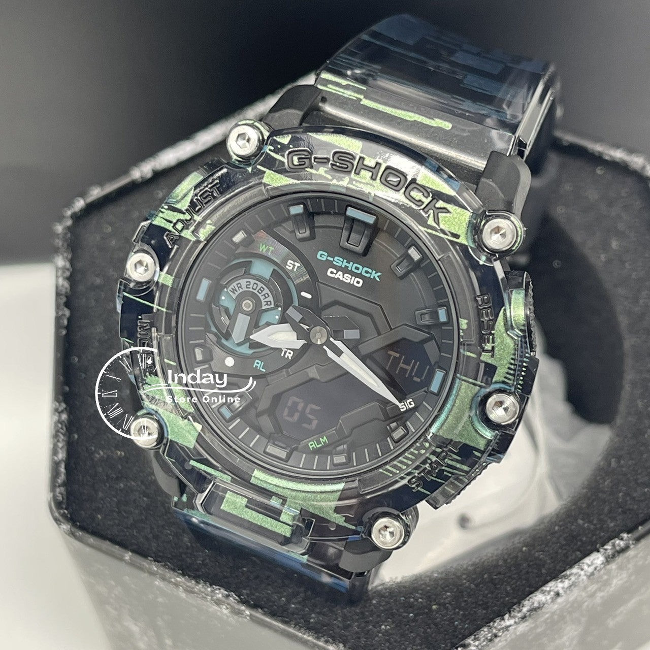 Casio G-Shock Men's Watch GA-2200NN-1A Analog-Digital GA-2200 Series Digital Glitch Transparent Color