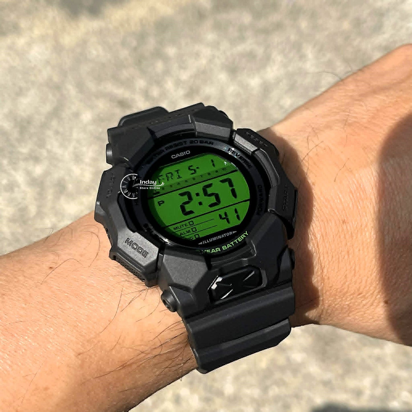 Casio G-Shock Men's Watch GD-010BEG-1 Mineral Glass Resin Band Shock Resistant Carbon Core Guard Structure Black Battery Life: 10 Years