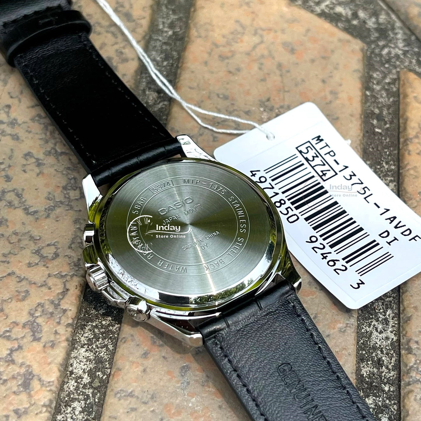 Casio Men's Watch MTP-1375L-1A Mineral Glass Genuine Leather Band