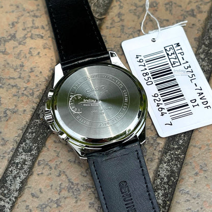 Casio Men's Watch MTP-1375L-7A Mineral Glass Genuine Leather Band