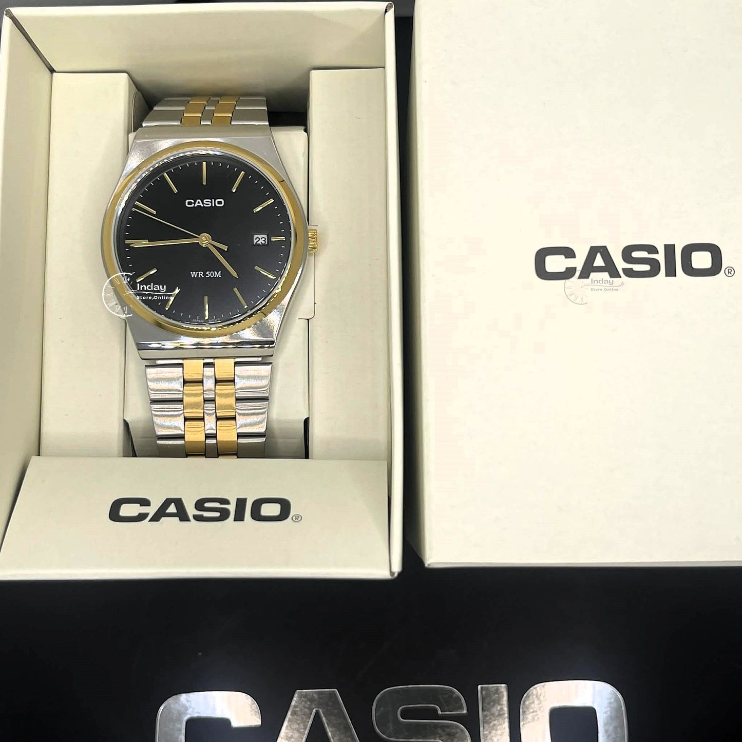Casio Men's Watch MTP-B145SG-1A Mineral Glass Two-Tone Stainless Steel Band