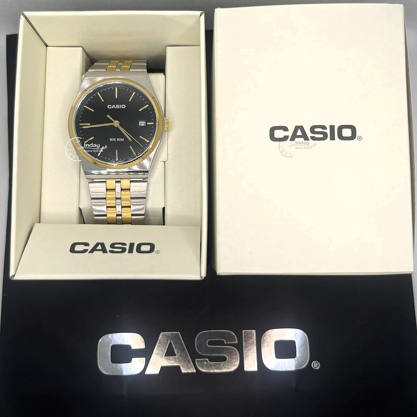 Casio Men's Watch MTP-B145SG-1A Mineral Glass Two-Tone Stainless Steel Band