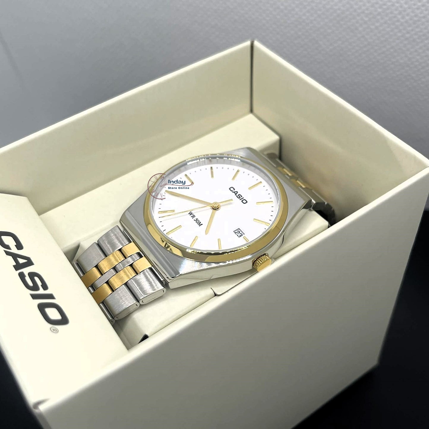 Casio Men's Watch MTP-B145SG-7A Mineral Glass Two-Tone Stainless Steel Band