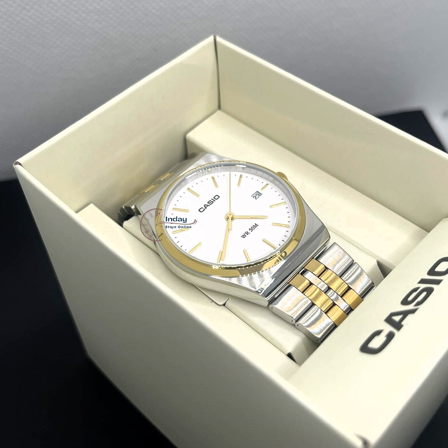 Casio Men's Watch MTP-B145SG-7A Mineral Glass Two-Tone Stainless Steel Band