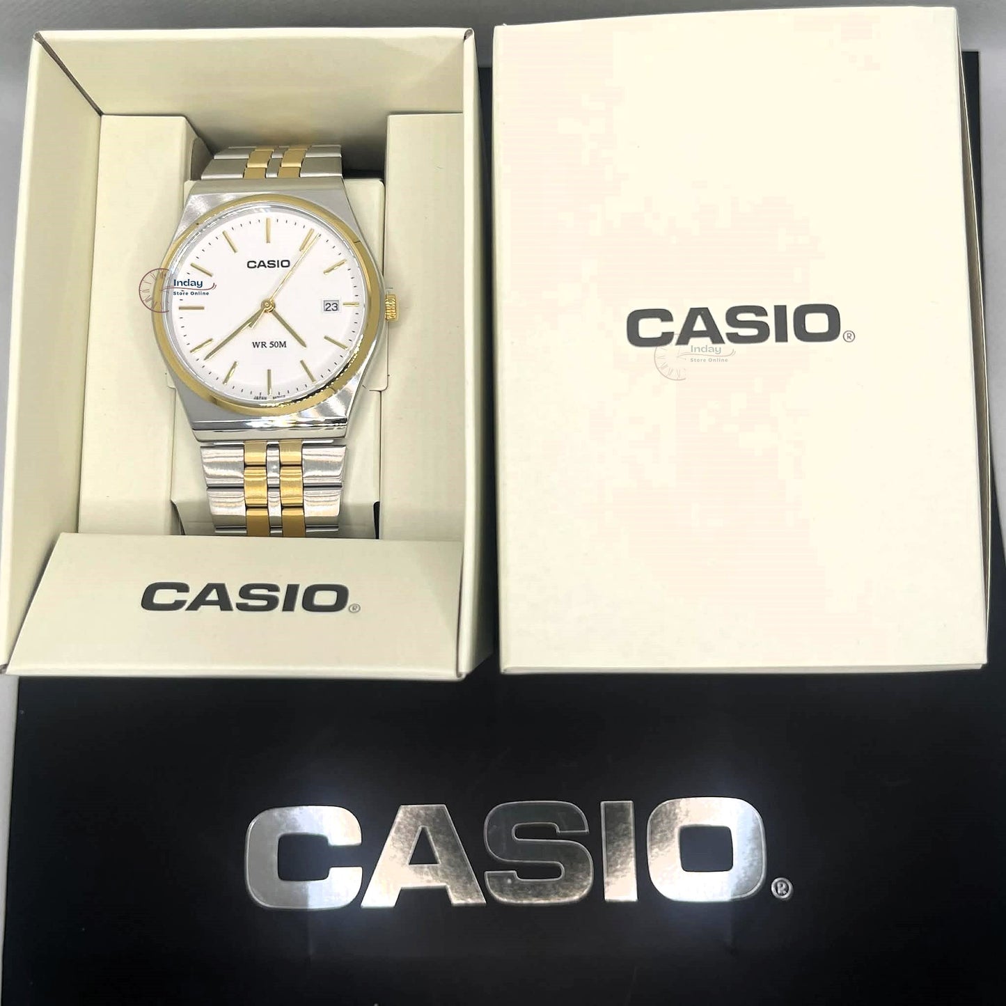 Casio Men's Watch MTP-B145SG-7A Mineral Glass Two-Tone Stainless Steel Band
