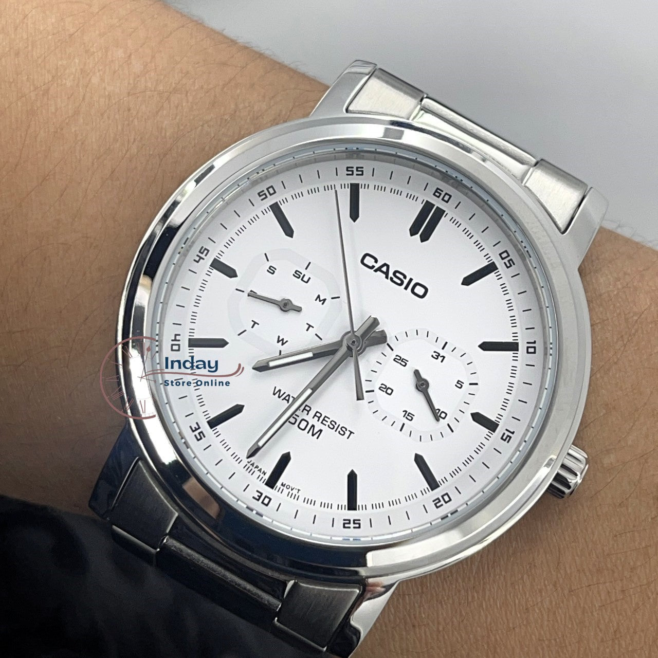 Casio Men's Watch MTP-E335D-7E Stainless Steel Band Mineral Glass