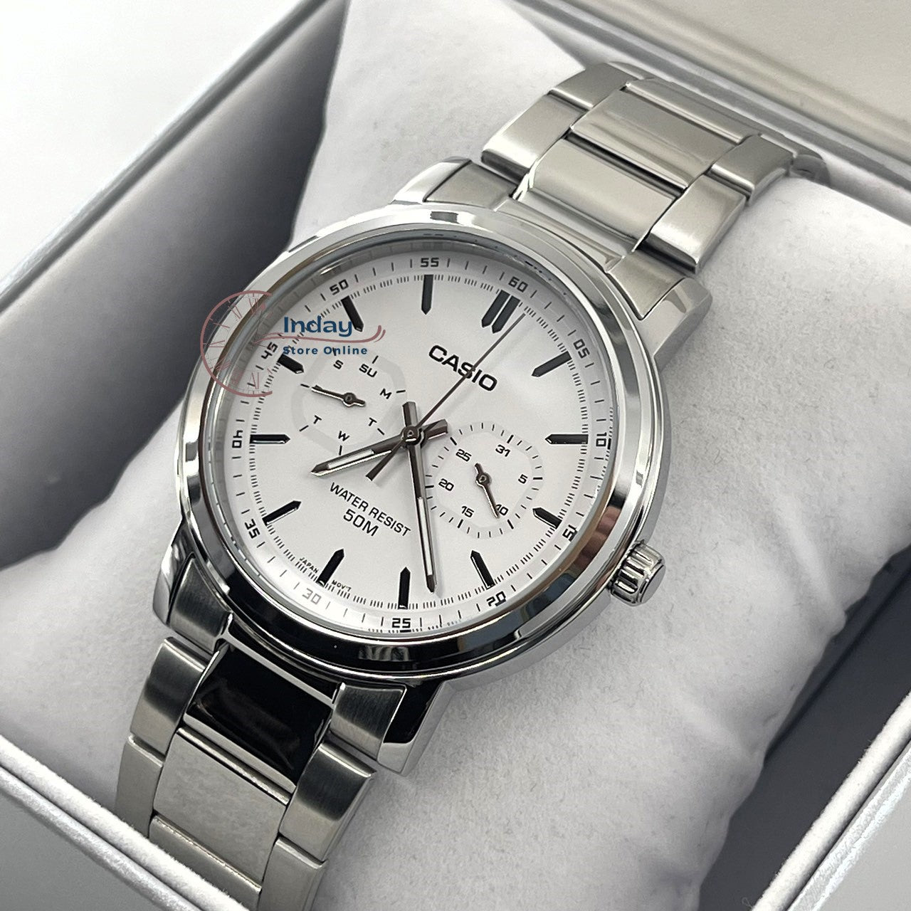 Casio Men's Watch MTP-E335D-7E Stainless Steel Band Mineral Glass