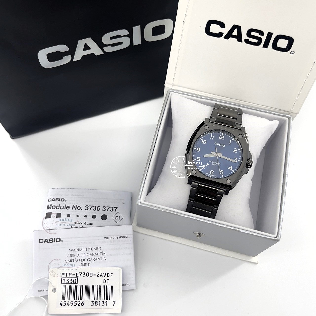 Casio Men's Watch MTP-E730B-2A Standard Analog Black Ion Plated Case