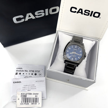 Casio Men's Watch MTP-E730B-2A Standard Analog Black Ion Plated Case