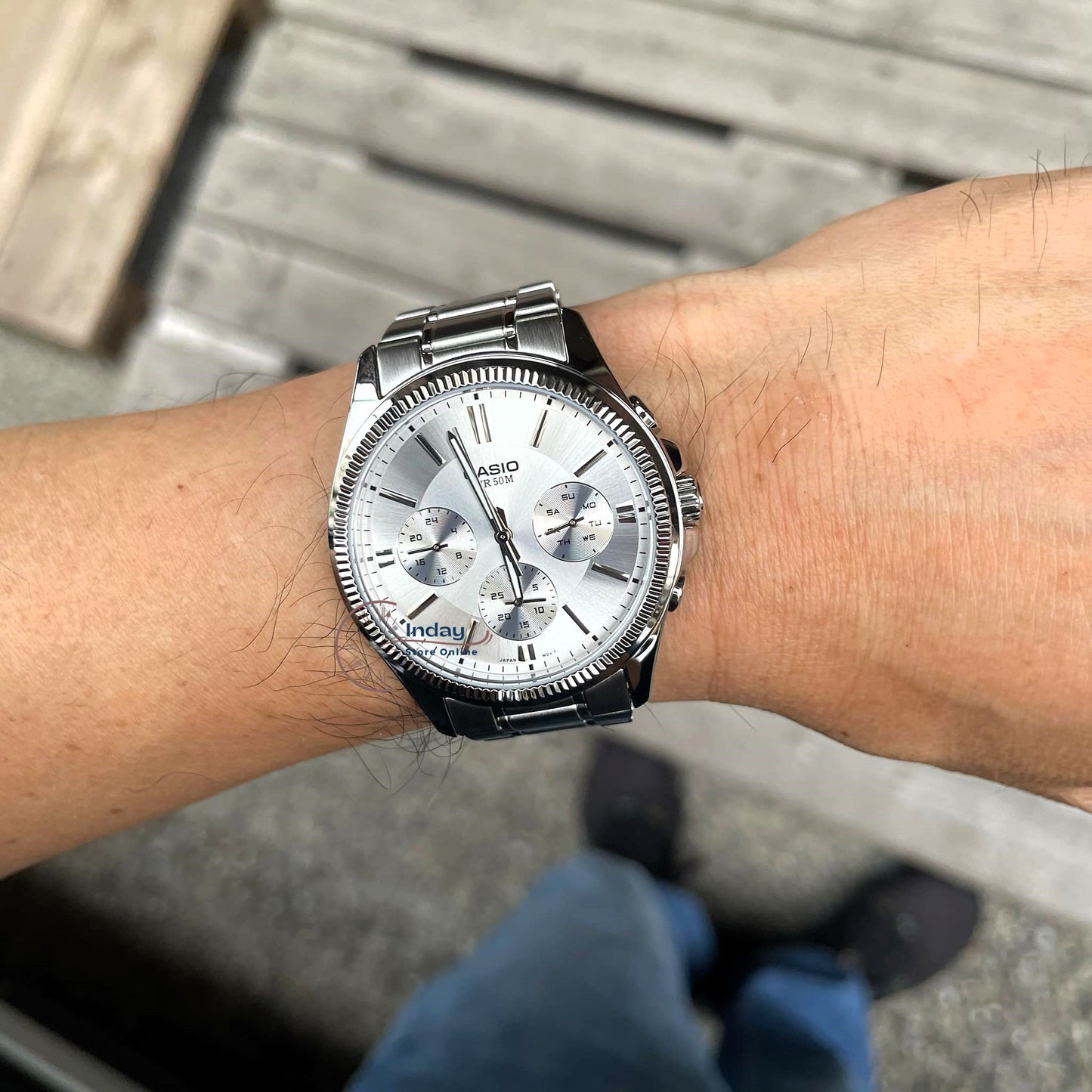 Casio Men's Watch MTP-1375D-7A Mineral Glass Stainless Steel Band One-touch 3-fold Clasp