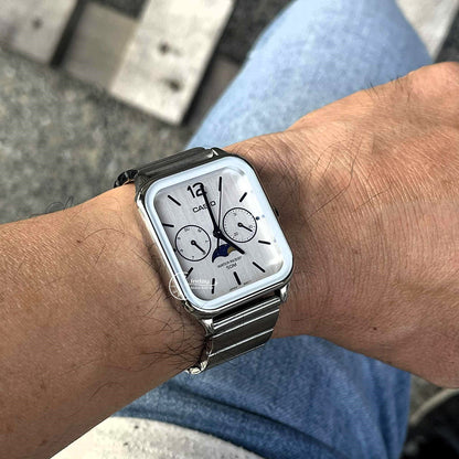 Casio Standard Unisex Watch MTP-M305D-7A Mineral Glass Moon phase Stainless Steel Band