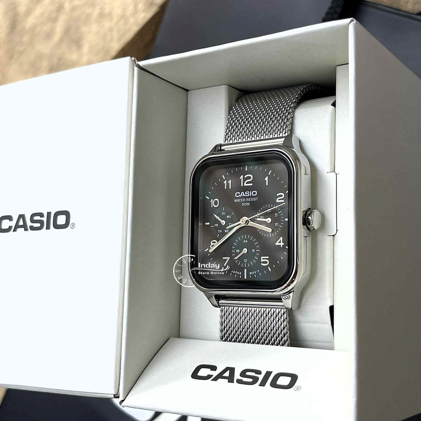 Casio Standard Unisex Watch MTP-M306M-1A Mineral Glass Adjustable Stainless Steel Mesh Band