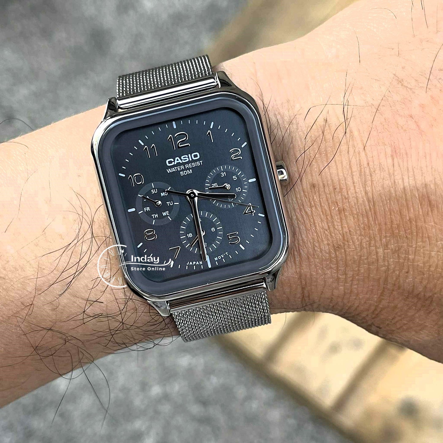 Casio Standard Unisex Watch MTP-M306M-8A Mineral Glass Adjustable Stainless Steel Mesh Band