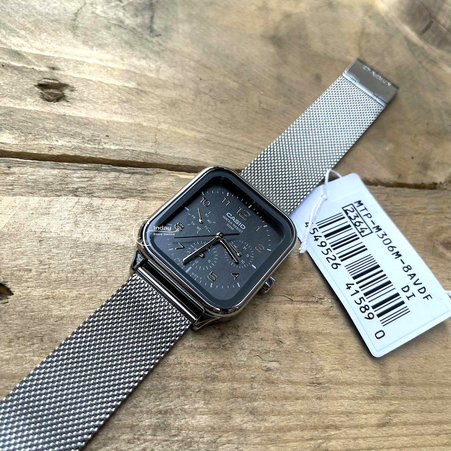 Casio Standard Unisex Watch MTP-M306M-8A Mineral Glass Adjustable Stainless Steel Mesh Band