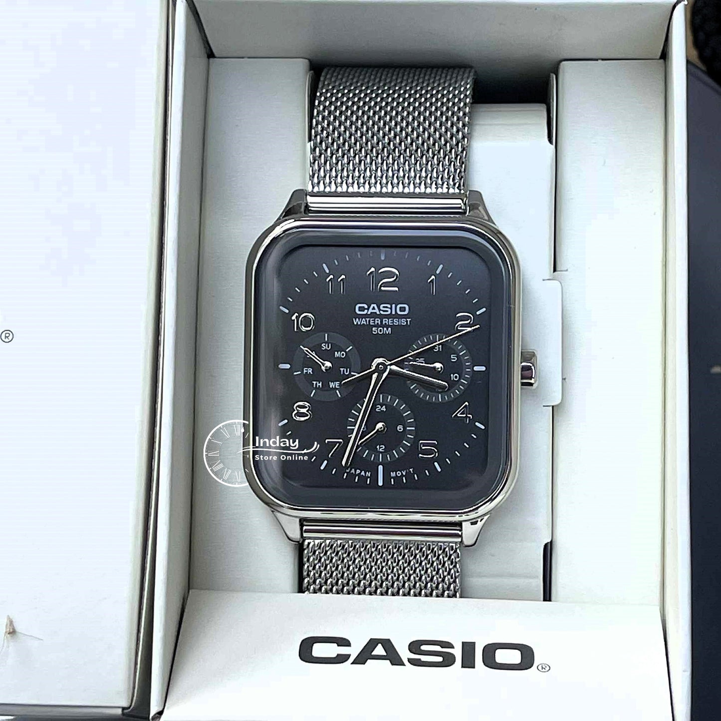 Casio Standard Unisex Watch MTP-M306M-8A Mineral Glass Adjustable Stainless Steel Mesh Band