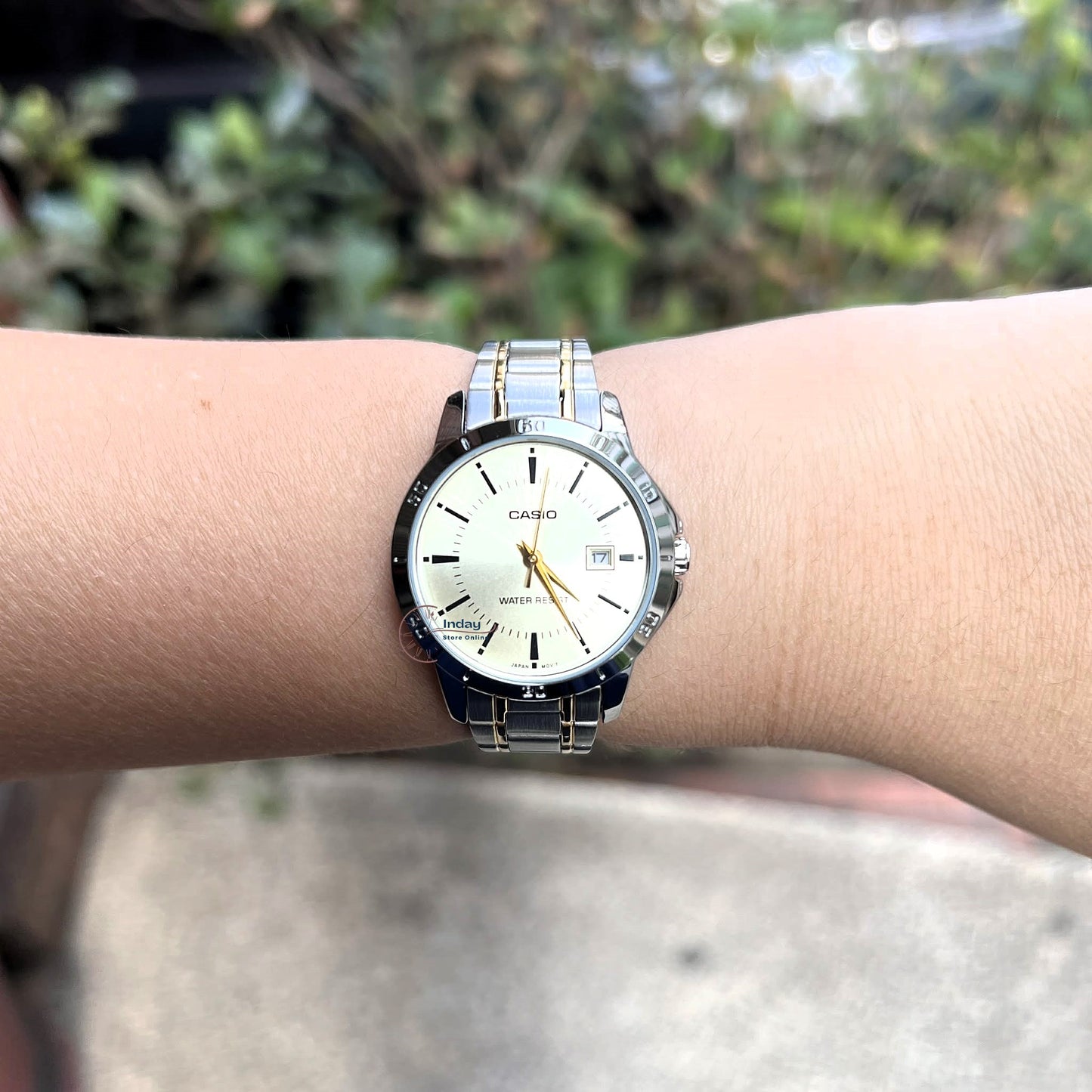 Casio Standard Women's Watch LTP-V004SG-9A Mineral Glass Triple-fold Clasp Stainless Steel Band