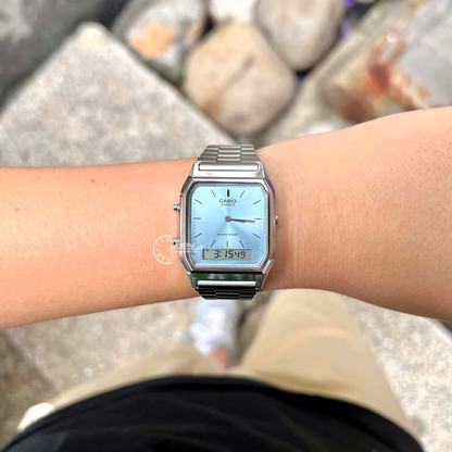 Casio Vintage Unisex Watch AQ-230A-2A1MQY Resin Glass Stainless Steel Band Adjustable Clasp Battery Life 3: Years