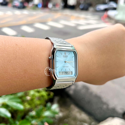 Casio Vintage Unisex Watch AQ-230A-2A1MQY Resin Glass Stainless Steel Band Adjustable Clasp Battery Life 3: Years
