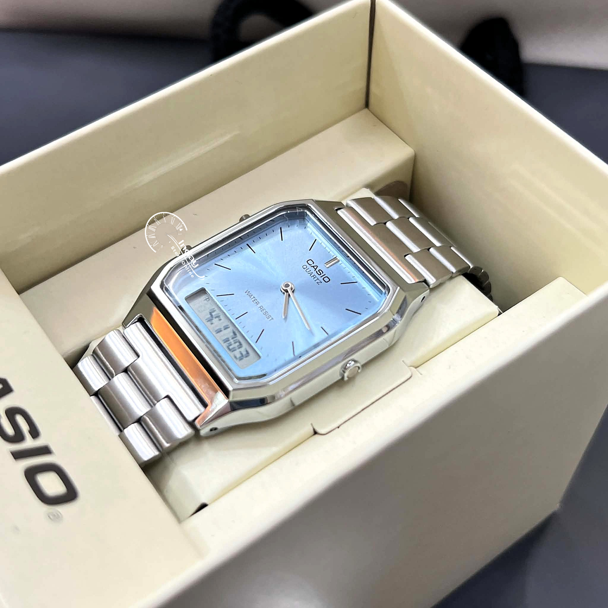 Casio Vintage Unisex Watch AQ-230A-2A1MQY Resin Glass Stainless Steel Band Adjustable Clasp Battery Life 3: Years