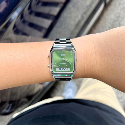 Casio Vintage Unisex Watch AQ-230A-3AMQY Resin Glass Stainless Steel Band Adjustable Clasp Battery Life 3: Years