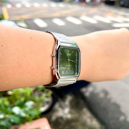 Casio Vintage Unisex Watch AQ-230A-3AMQY Resin Glass Stainless Steel Band Adjustable Clasp Battery Life 3: Years