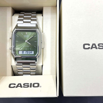 Casio Vintage Unisex Watch AQ-230A-3AMQY Resin Glass Stainless Steel Band Adjustable Clasp Battery Life 3: Years