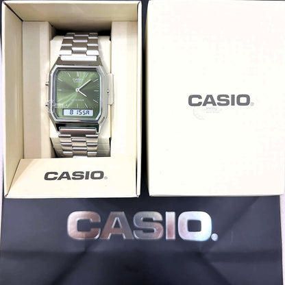 Casio Vintage Unisex Watch AQ-230A-3AMQY Resin Glass Stainless Steel Band Adjustable Clasp Battery Life 3: Years