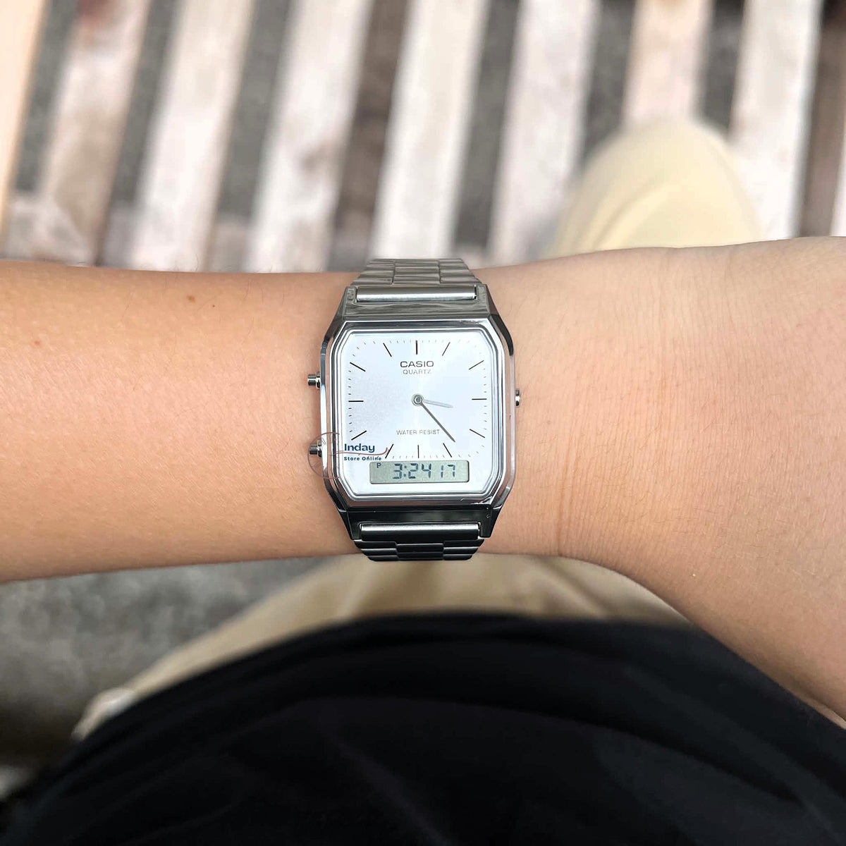 Casio Vintage Unisex Watch AQ-230A-7AMQY Resin Glass Stainless Steel Band Adjustable Clasp Battery Life 3: Years