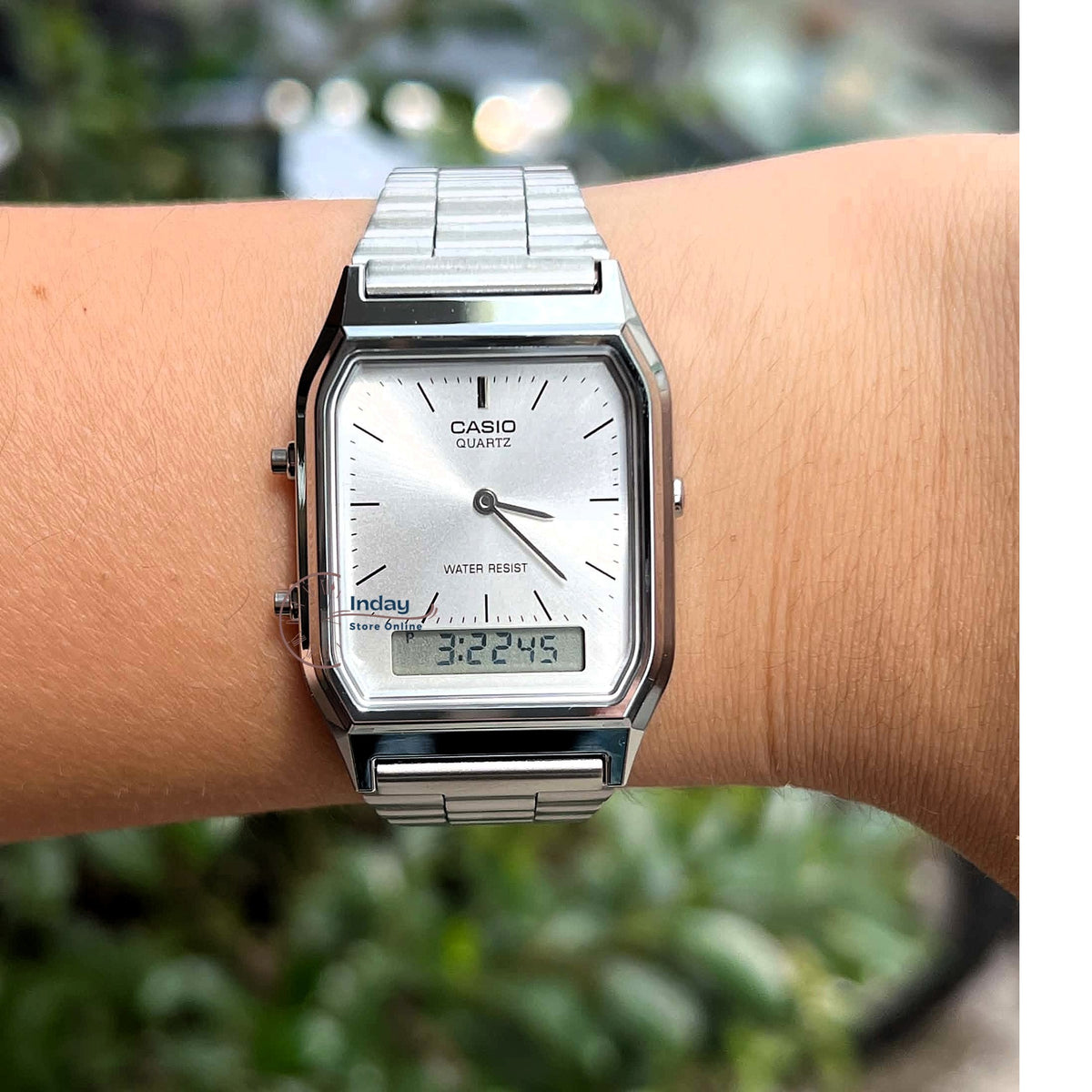 Casio Vintage Unisex Watch AQ-230A-7AMQY Resin Glass Stainless Steel Band Adjustable Clasp Battery Life 3: Years