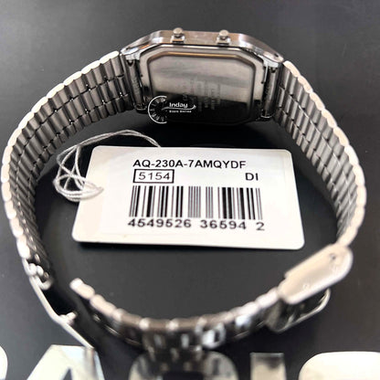 Casio Vintage Unisex Watch AQ-230A-7AMQY Resin Glass Stainless Steel Band Adjustable Clasp Battery Life 3: Years
