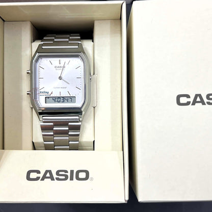 Casio Vintage Unisex Watch AQ-230A-7AMQY Resin Glass Stainless Steel Band Adjustable Clasp Battery Life 3: Years