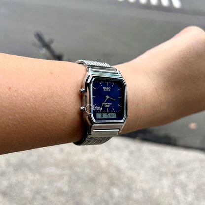 Casio Vintage Unisex Watch AQ-230EM-2A Resin Glass Stainless Steel Mesh Band
Adjustable Clasp Battery Life 3: Years