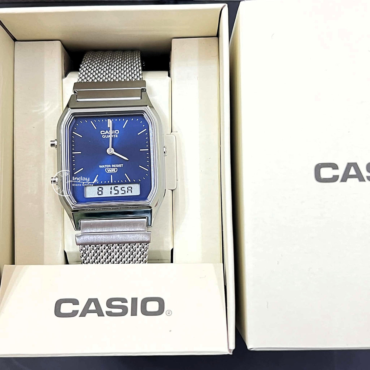 Casio Vintage Unisex Watch AQ-230EM-2A Resin Glass Stainless Steel Mesh Band
Adjustable Clasp Battery Life 3: Years
