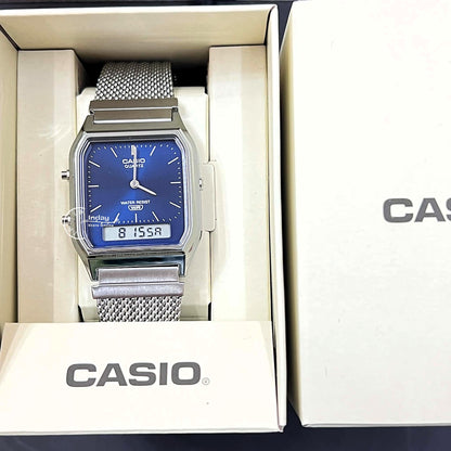 Casio Vintage Unisex Watch AQ-230EM-2A Resin Glass Stainless Steel Mesh Band
Adjustable Clasp Battery Life 3: Years