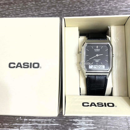 Casio Vintage Unisex Watch AQ-230EL-1A Resin Glass Genuine Leather Band Battery Life 3 Years