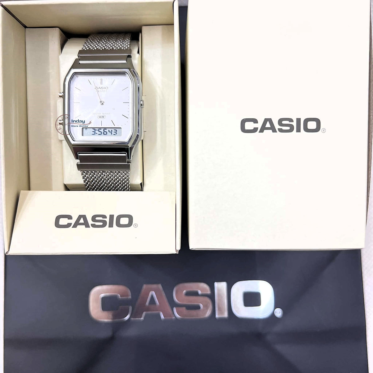 Casio Vintage Unisex Watch AQ-230EM-7A Resin Glass Stainless Steel Mesh Band
Adjustable Clasp Battery Life 3: Years