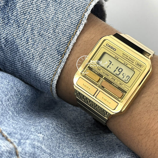 Casio Vintage Women's Watch A120WEG-9A Resin Glass Stainless Steel Band Adjustable Clasp