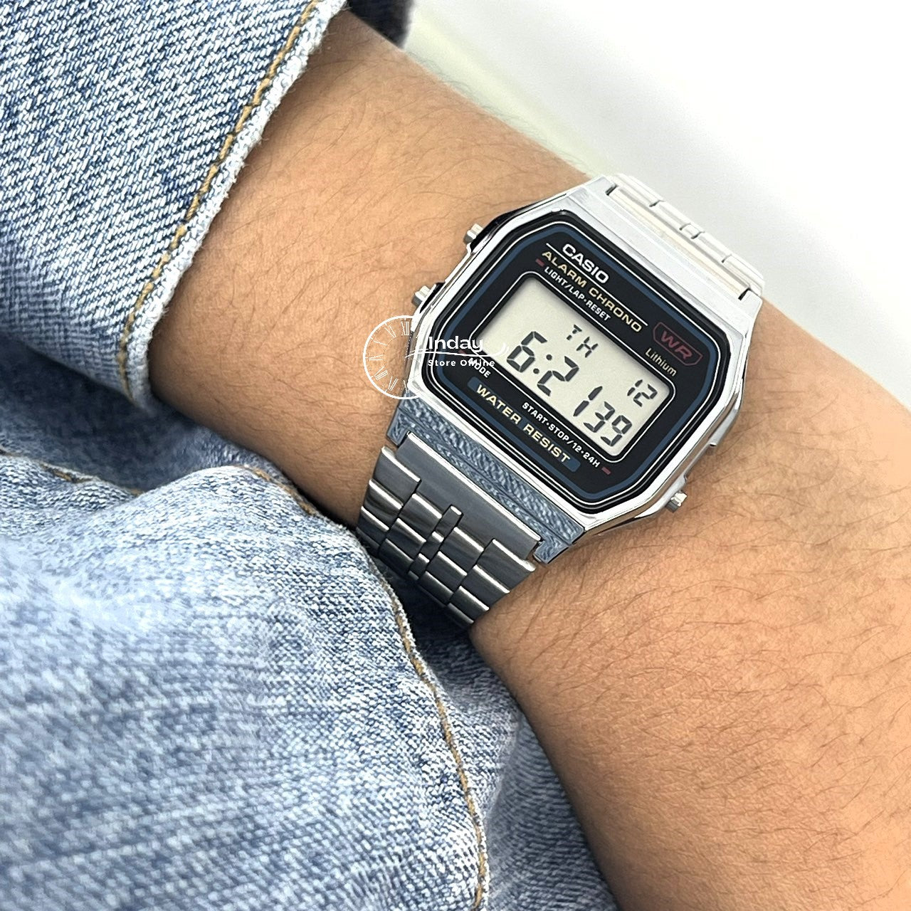 Casio Vintage Unisex Watch A159WA-N1 Stainless Steel Band Adjustable Clasp Battery Life 7-Years