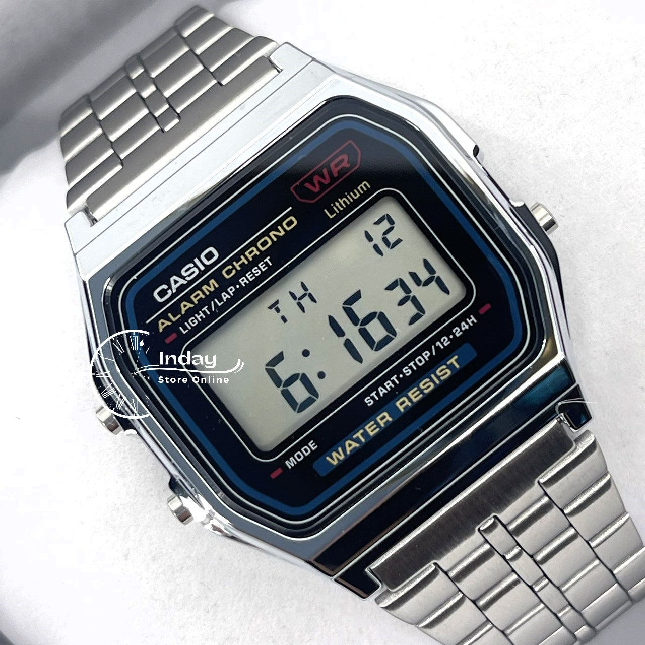 Casio Vintage Unisex Watch A159WA-N1 Stainless Steel Band Adjustable Clasp Battery Life 7-Years