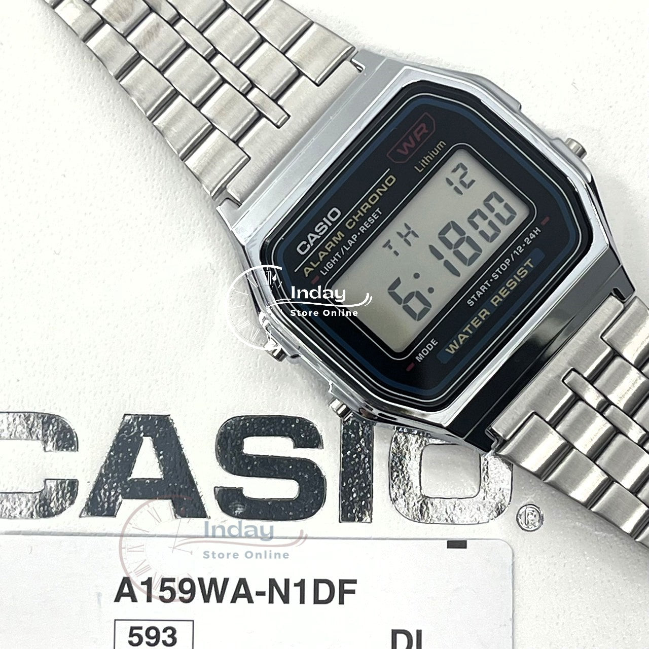 Casio Vintage Unisex Watch A159WA-N1 Stainless Steel Band Adjustable Clasp Battery Life 7-Years