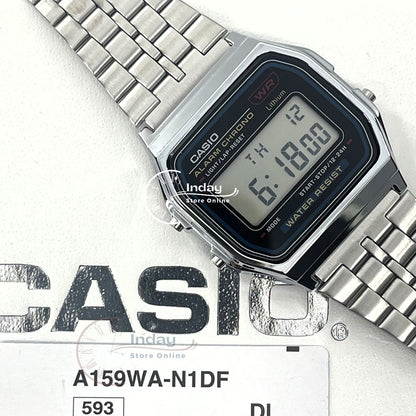 Casio Vintage Unisex Watch A159WA-N1 Stainless Steel Band Adjustable Clasp Battery Life 7-Years