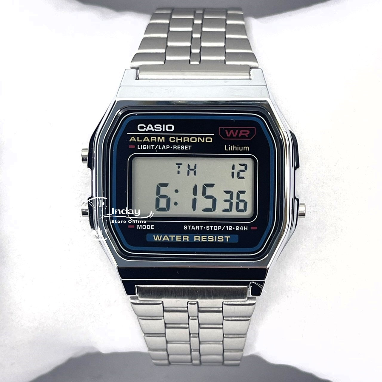 Casio Vintage Unisex Watch A159WA-N1 Stainless Steel Band Adjustable Clasp Battery Life 7-Years