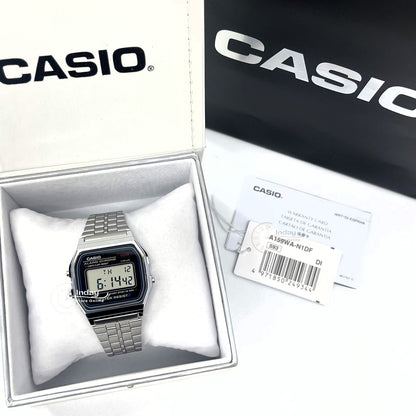 Casio Vintage Unisex Watch A159WA-N1 Stainless Steel Band Adjustable Clasp Battery Life 7-Years